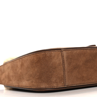 Saint Laurent Suede Calfskin Shearling Le 5 A 7 Hobo Dark Cigar Natural Beige 9 of 11