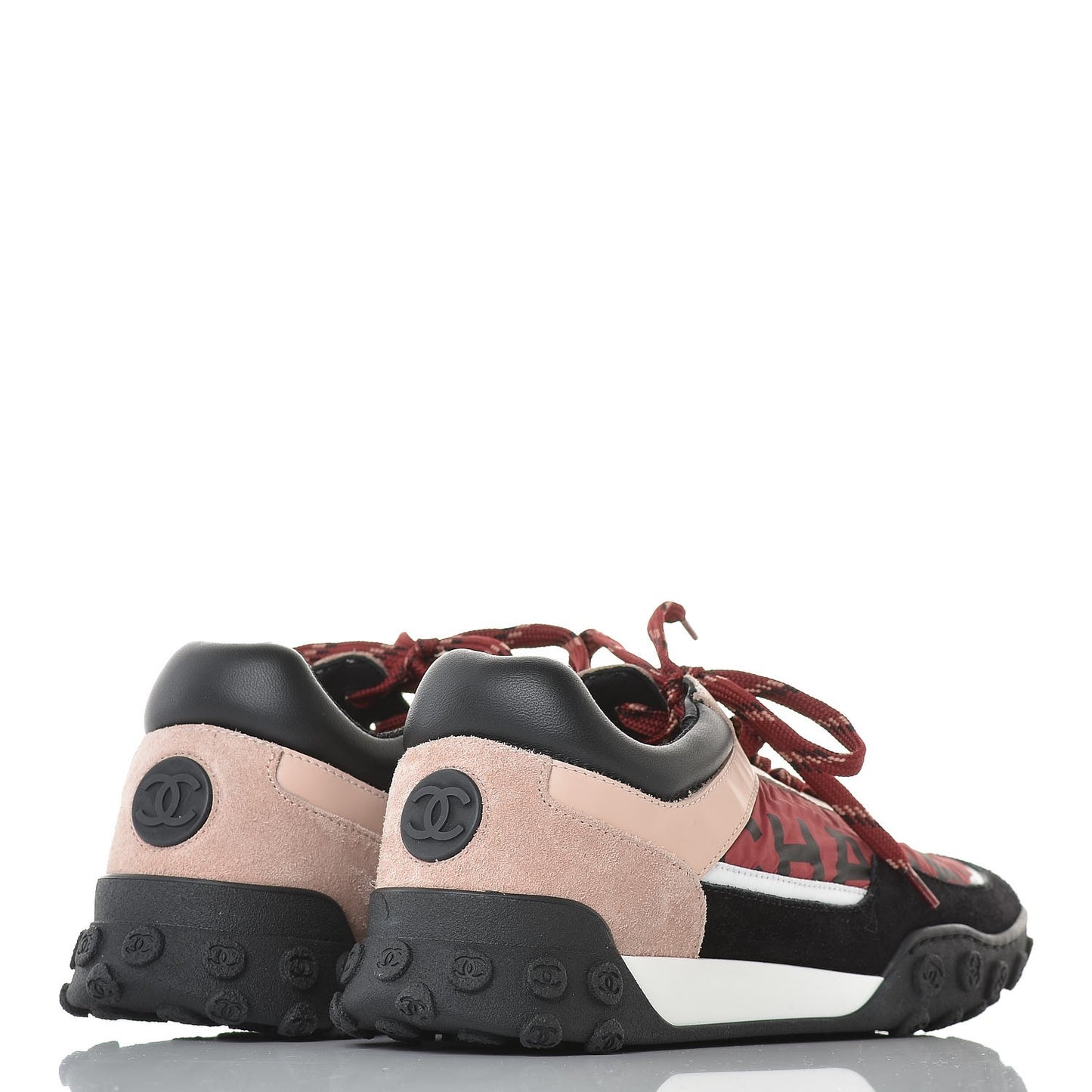 Nylon Calfskin Suede CC Womens Sneakers 37.5 Multicolor