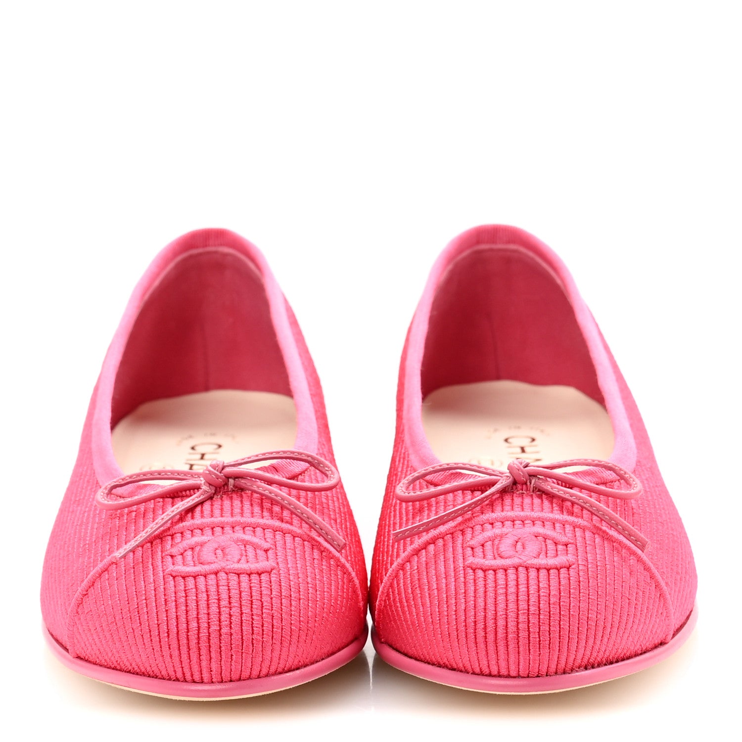 Chanel Embroidered Fabric Cap Toe CC Ballerina Flats 37 Dark Pink 3 of 10