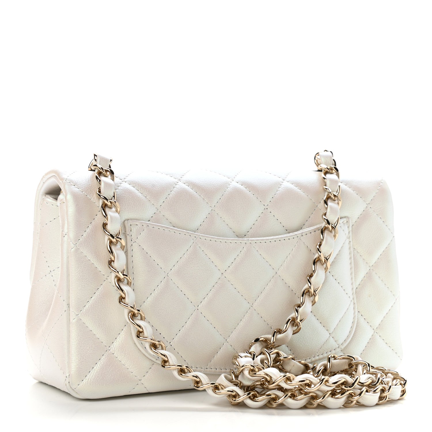 Chanel Iridescent Calfskin Quilted Mini Rectangular Flap White 2 of 10