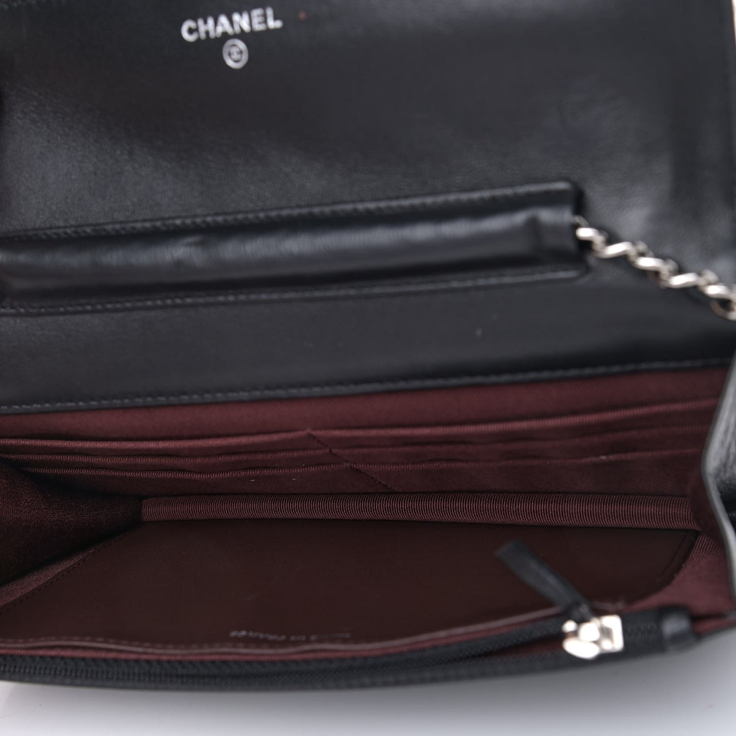 Lambskin Quilted Wallet On Chain WOC Black