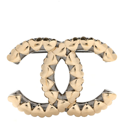 Chanel Metal CC Heart Brooch Gold Silver 1 of 4