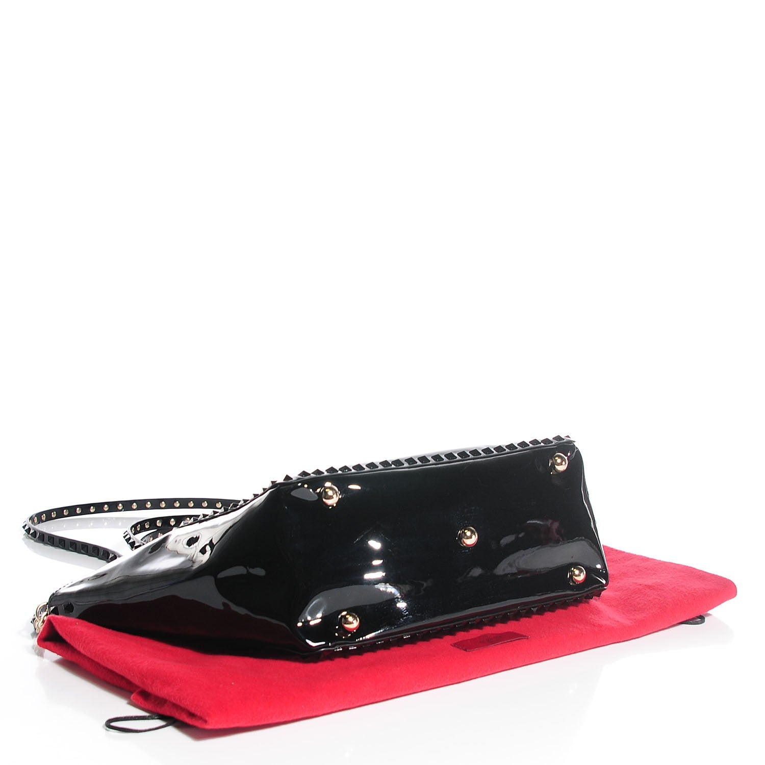 Valentino Garavani Patent Medium Rockstud Tote Black 4 of 7