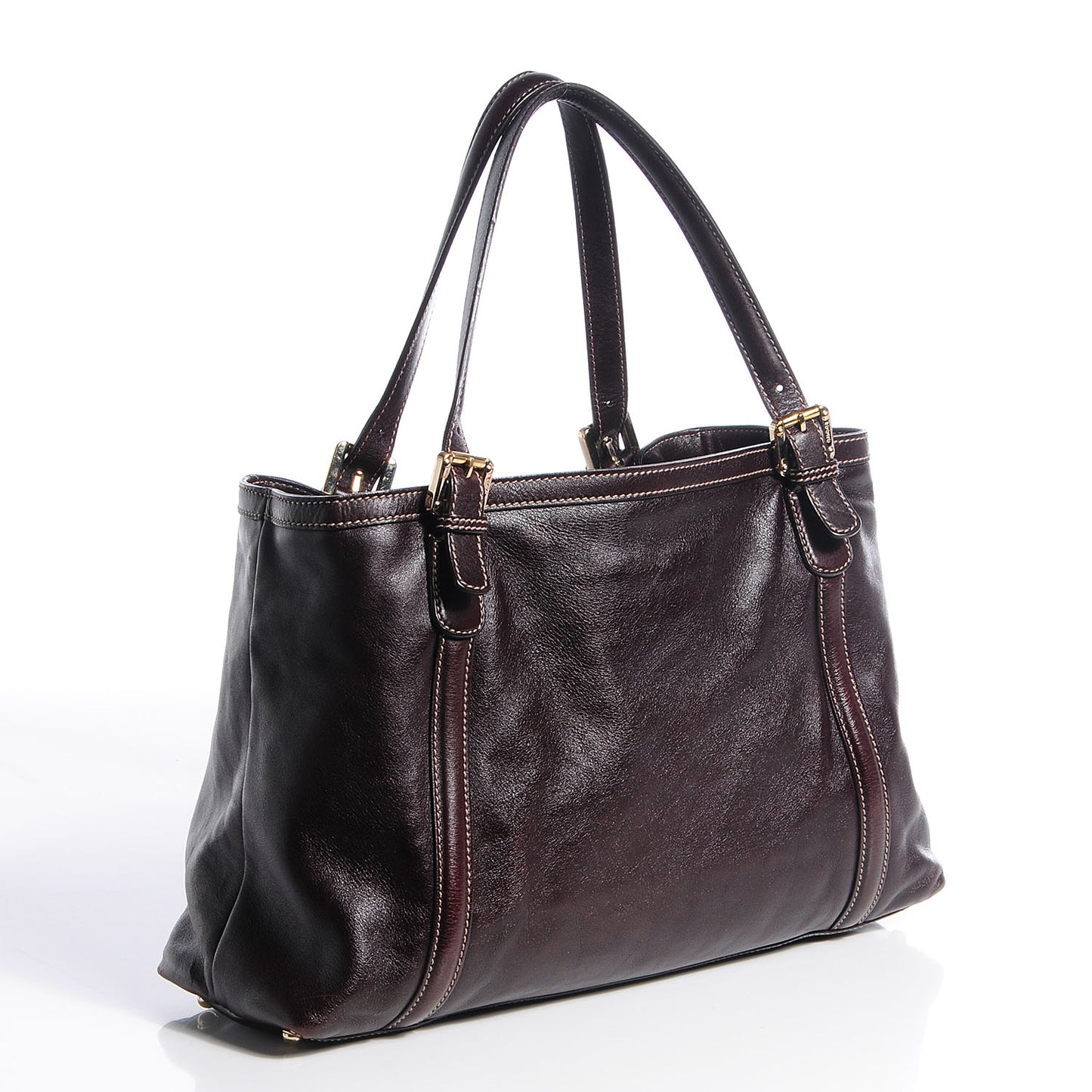 Leather Medium Britt Tote Dark Brown