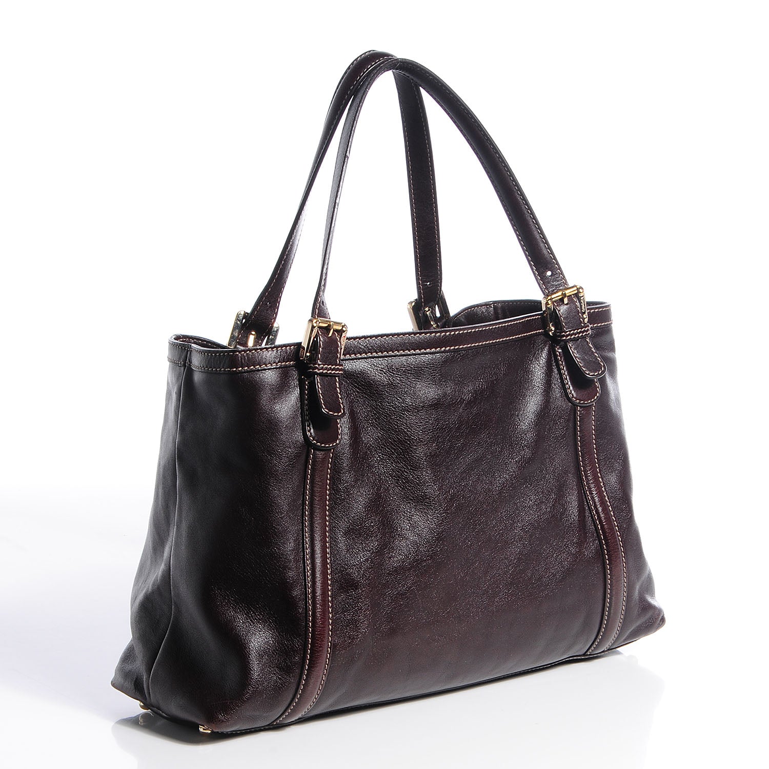 Gucci Leather Medium Britt Tote Dark Brown 3 of 7