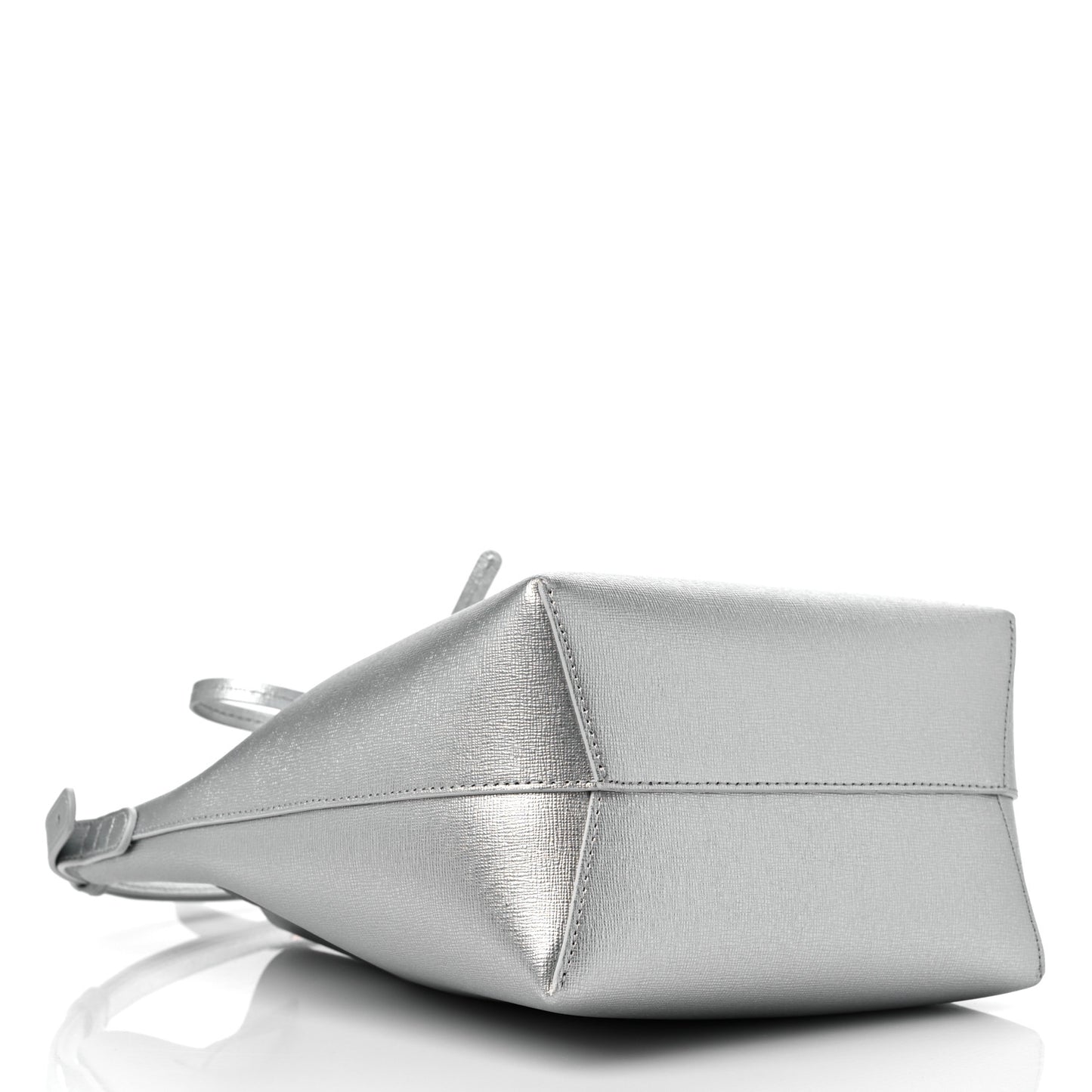 Metallic Calfskin Bucket Bag Silver