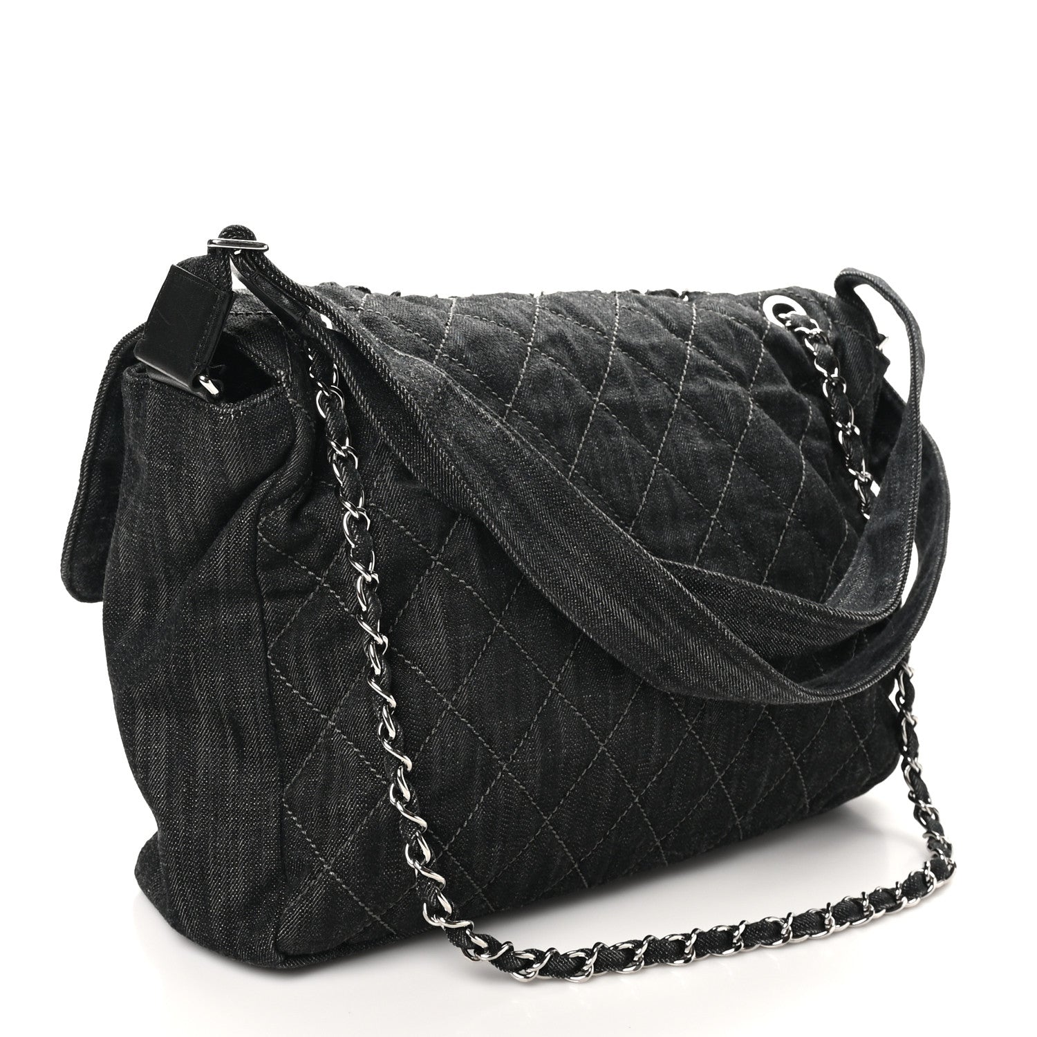 Chanel Denim Quilted Stretch Spirit Messenger Bag Dark Blue 3 of 12