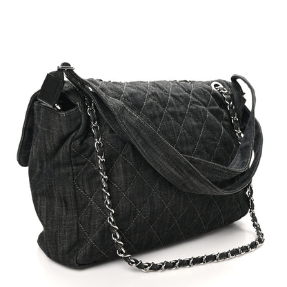 Chanel Denim Quilted Stretch Spirit Messenger Bag Dark Blue 3 of 12