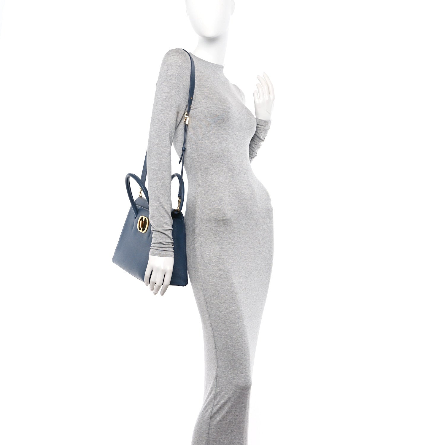 Christian Dior Grained Calfskin Large St. Honore Tote Blue 2 of 15