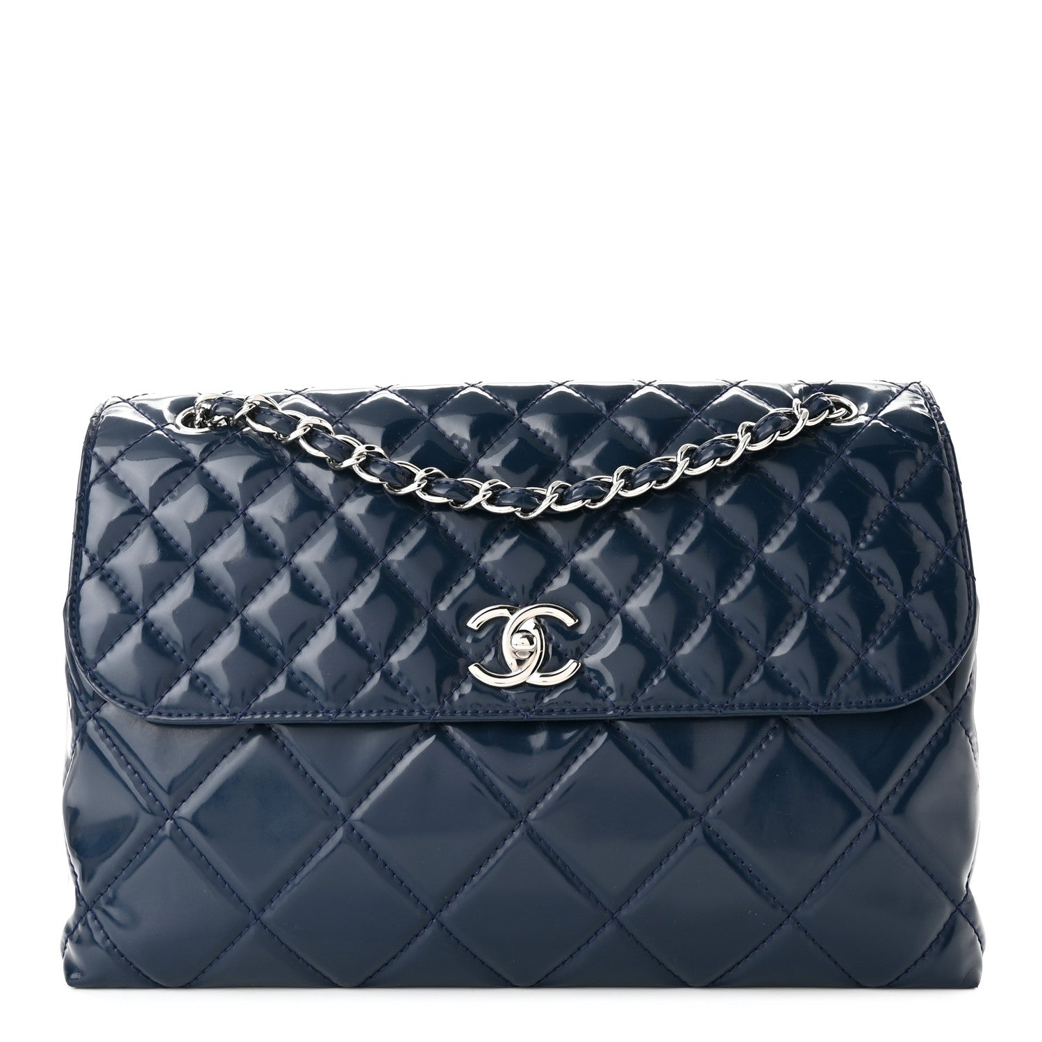 Chanel Vinyl Quilted In the Business Flap Bag Navy Blue 1 of 10