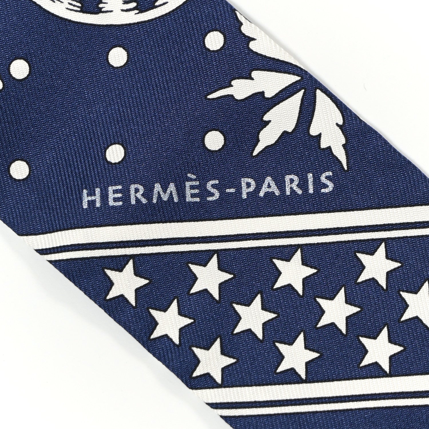 Hermes Silk Les Leopards Twilly Marine White 2 of 4