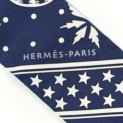Hermes Silk Les Leopards Twilly Marine White 2 of 4