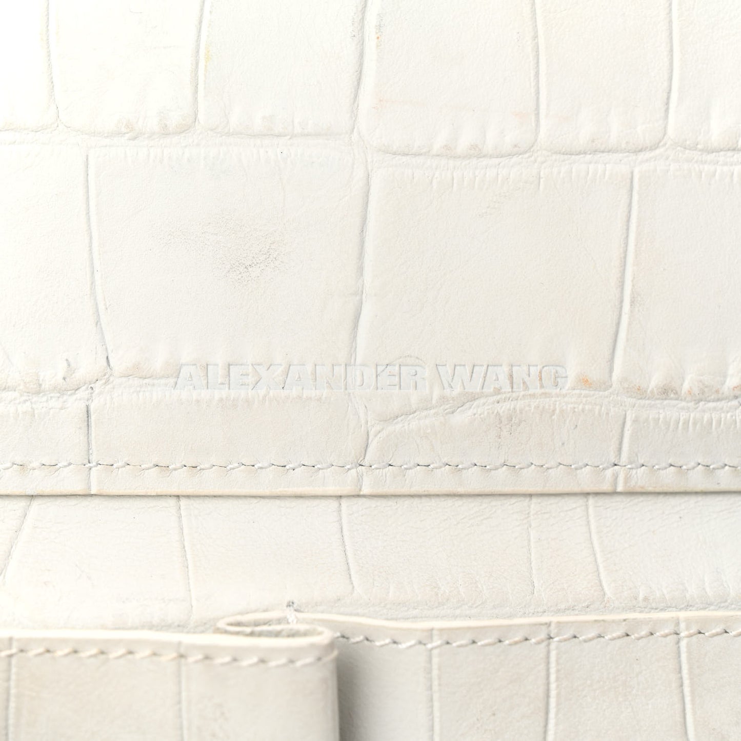 Calfskin Crocodile Embossed Prisma Skeletal Tote White Silver Hardware