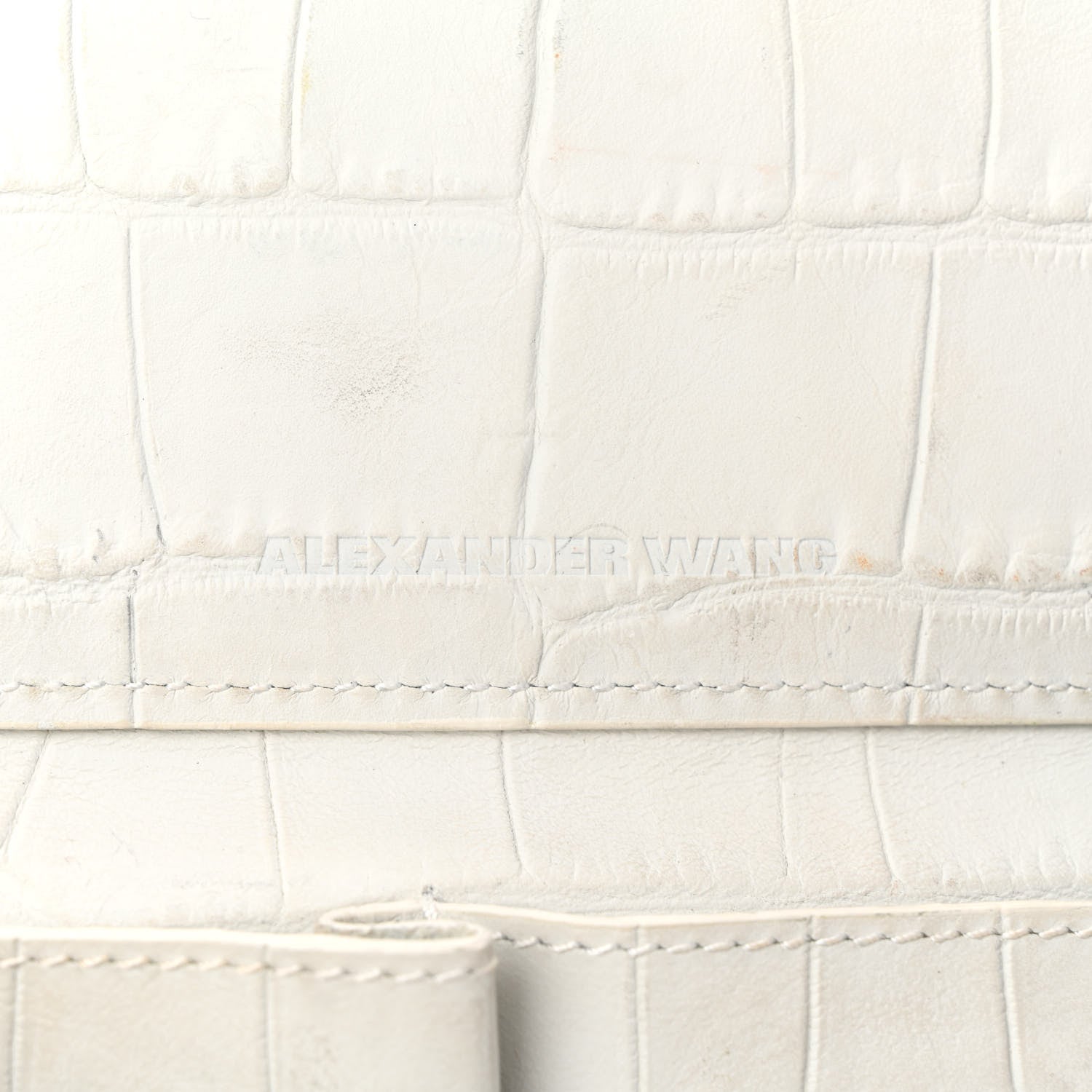 Alexander Wang Calfskin Crocodile Embossed Prisma Skeletal Tote White Silver Hardware 7 of 12