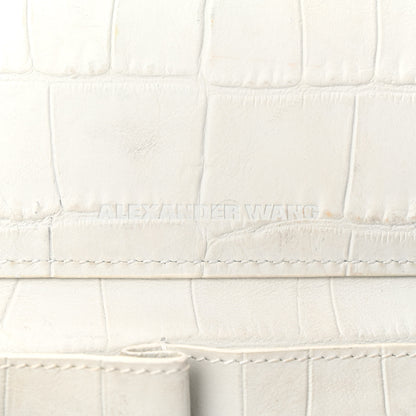 Alexander Wang Calfskin Crocodile Embossed Prisma Skeletal Tote White Silver Hardware 7 of 12