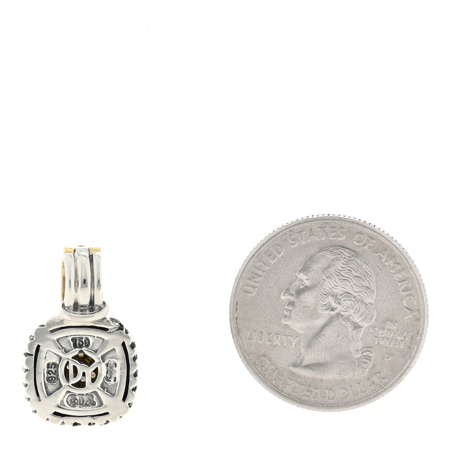 Sterling Silver 18K Yellow Gold Diamond Pave 8mm Albion Pendant