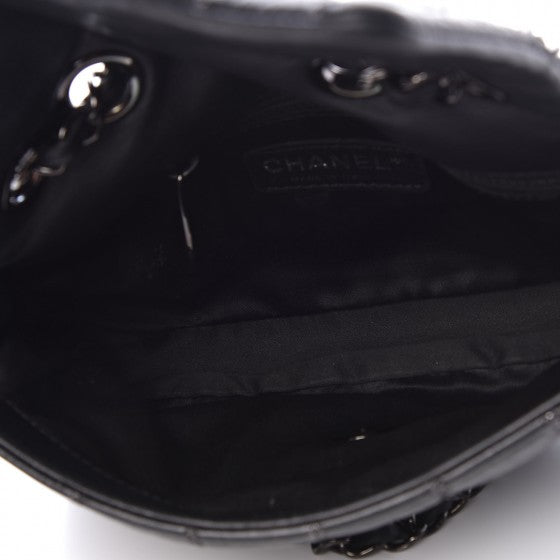 Lambskin Vertical Stitched Mini Flap Black