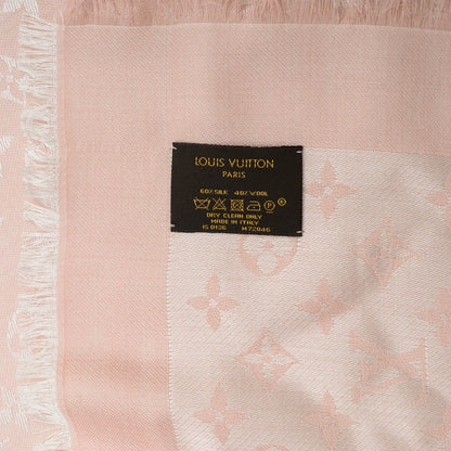 Louis Vuitton Silk Wool Monogram Denim Shawl Rose 5 of 5
