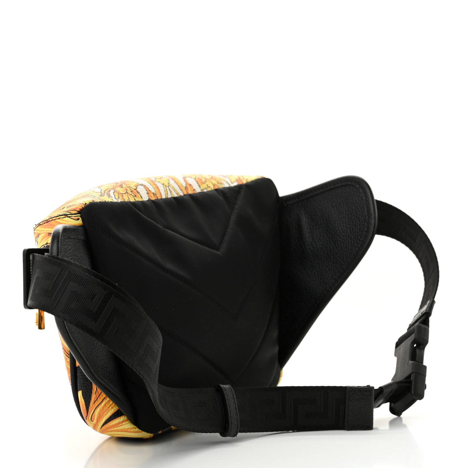 Versace Grained Calfskin Heritage Barocco Print Belt Bag Black 3 of 9
