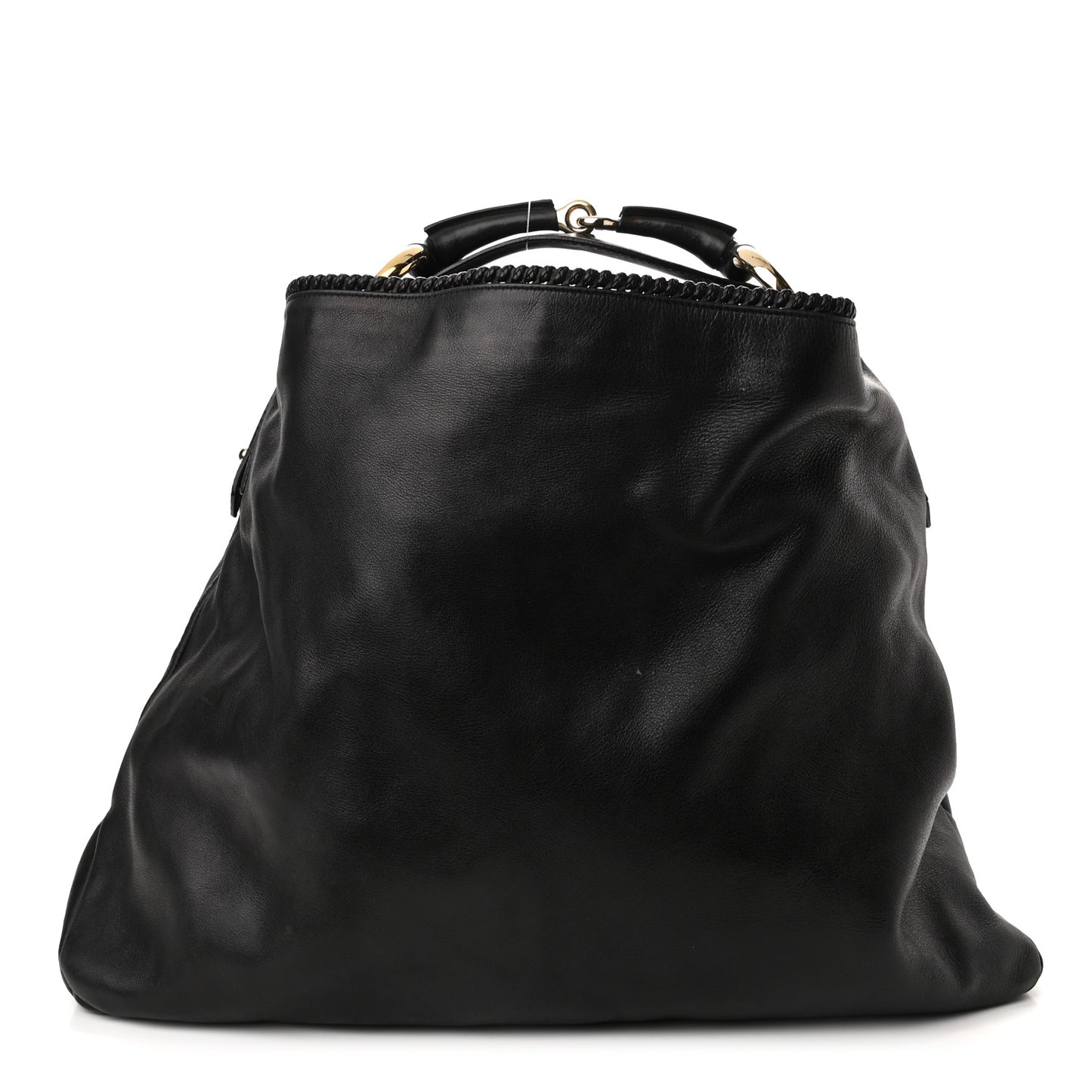 Calfskin Large Horsebit Chain Hobo Black