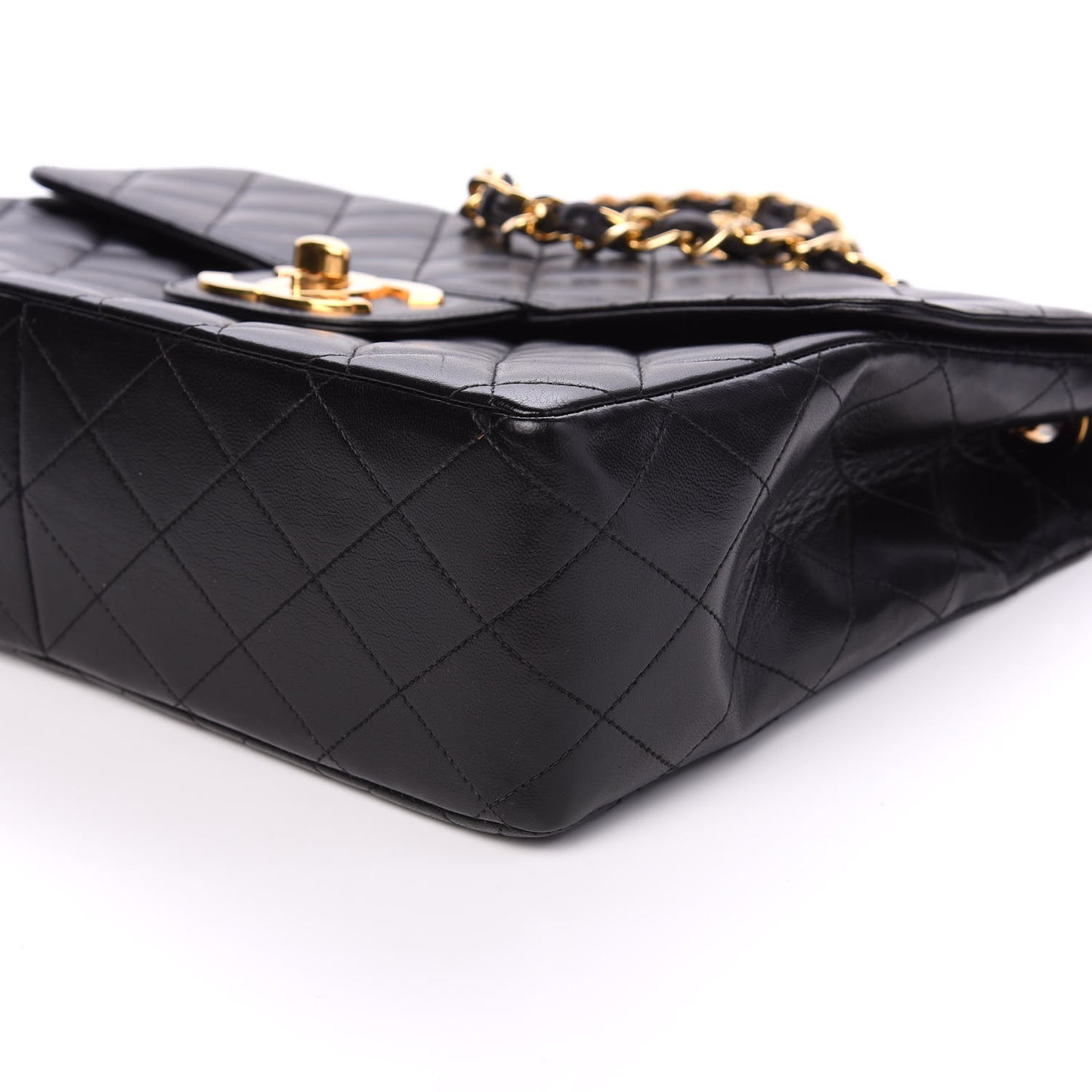 Lambskin Quilted Jumbo Single Flap Black