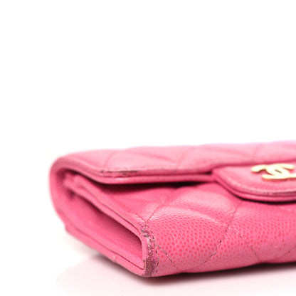 Chanel Caviar Quilted Flap Card Holder Wallet Pink 10 of 15