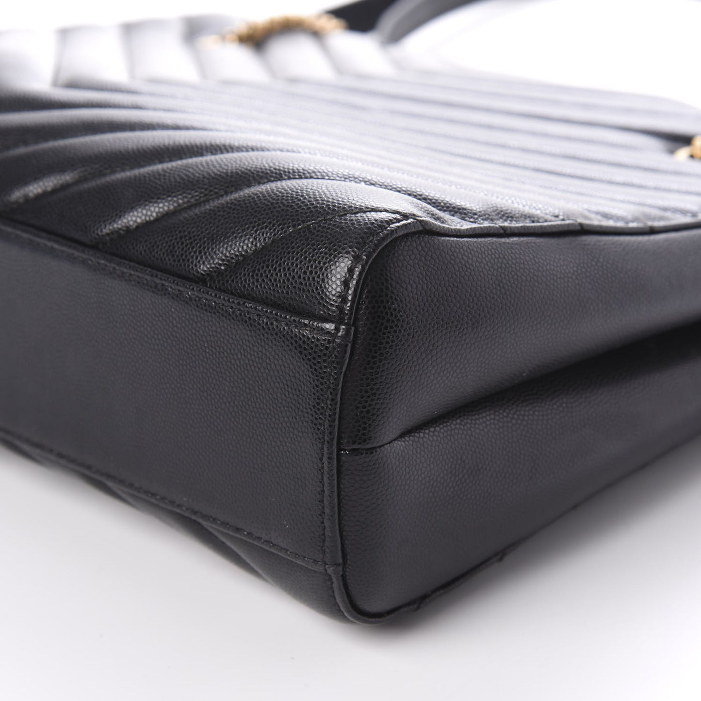 Grain De Poudre Matelasse Chevron Medium Tribeca Shopping Bag Black