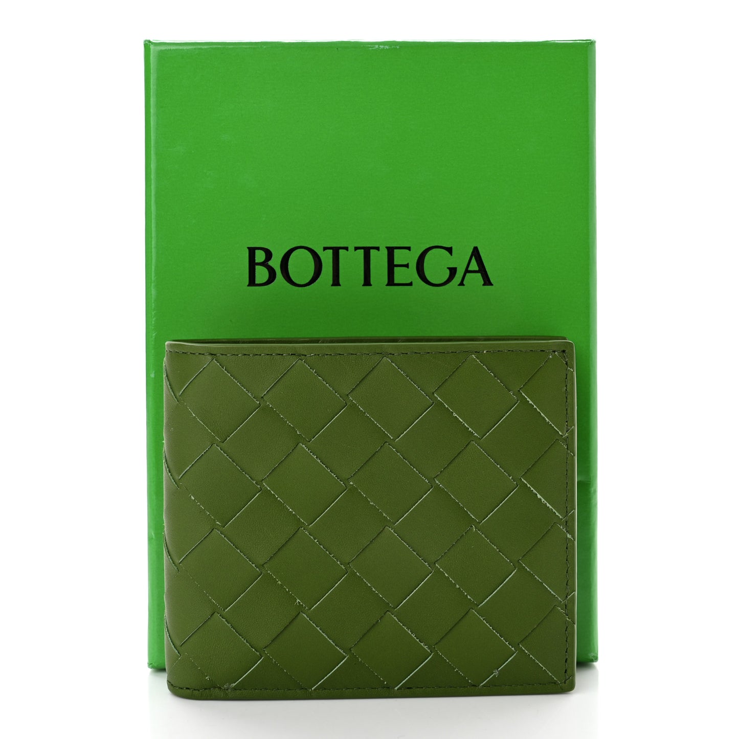 Nappa Intrecciato Bi-Fold Wallet Avocado