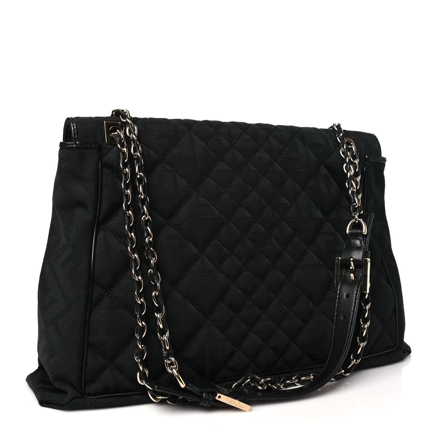 Zucca Quilted Maxi Baguette Shoulder Bag Black