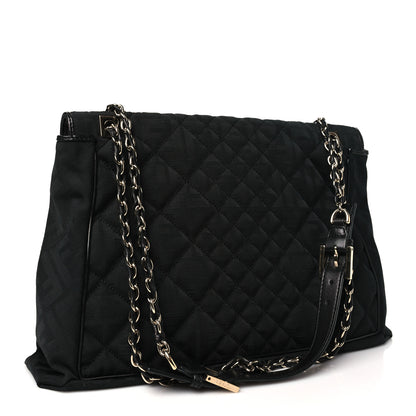 Fendi Zucca Quilted Maxi Baguette Shoulder Bag Black 3 of 11