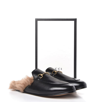 Gucci Calfskin Fur Womens Princetown Slippers 41.5 Black 8 of 8