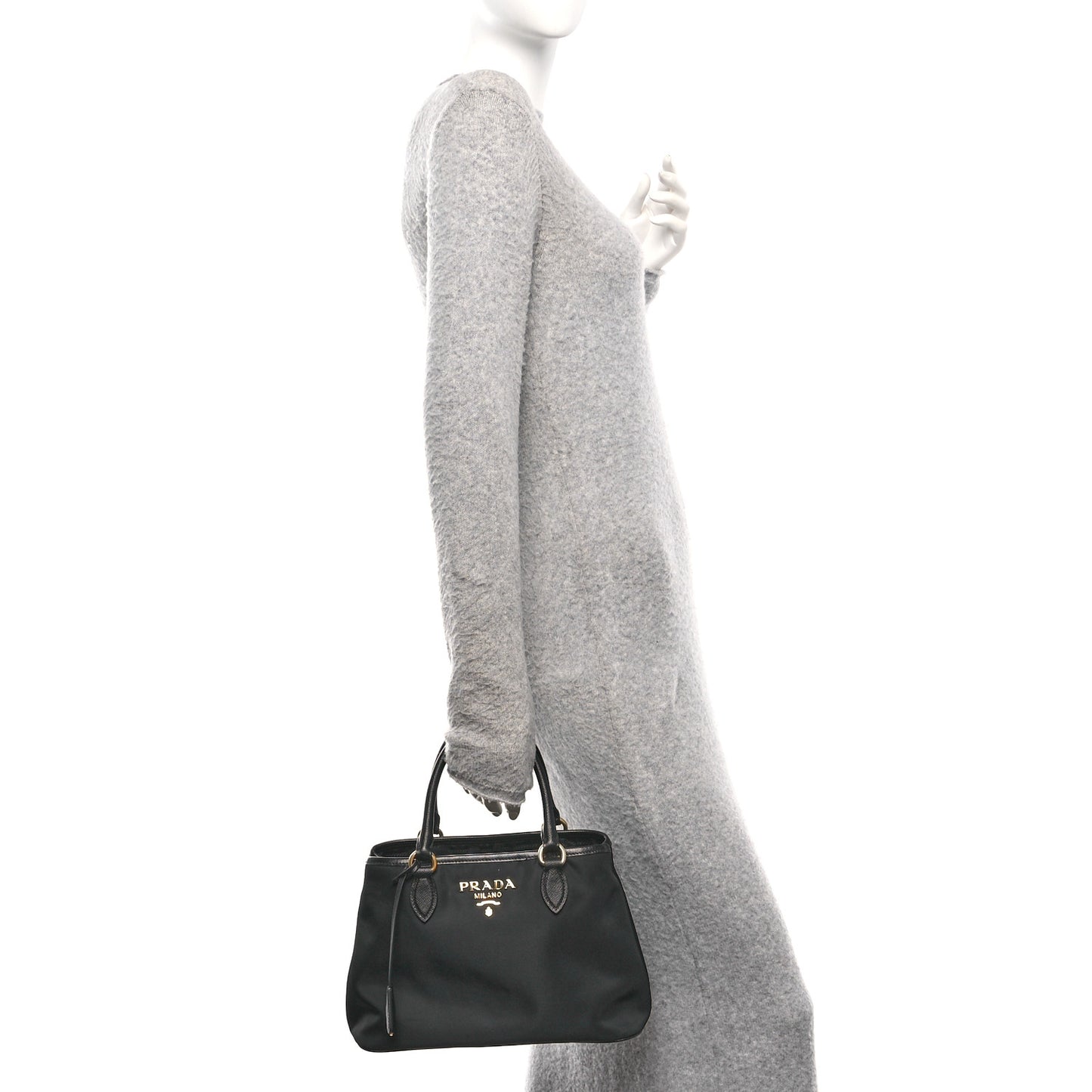 Tessuto Nylon Soft Calf Small Tote Black