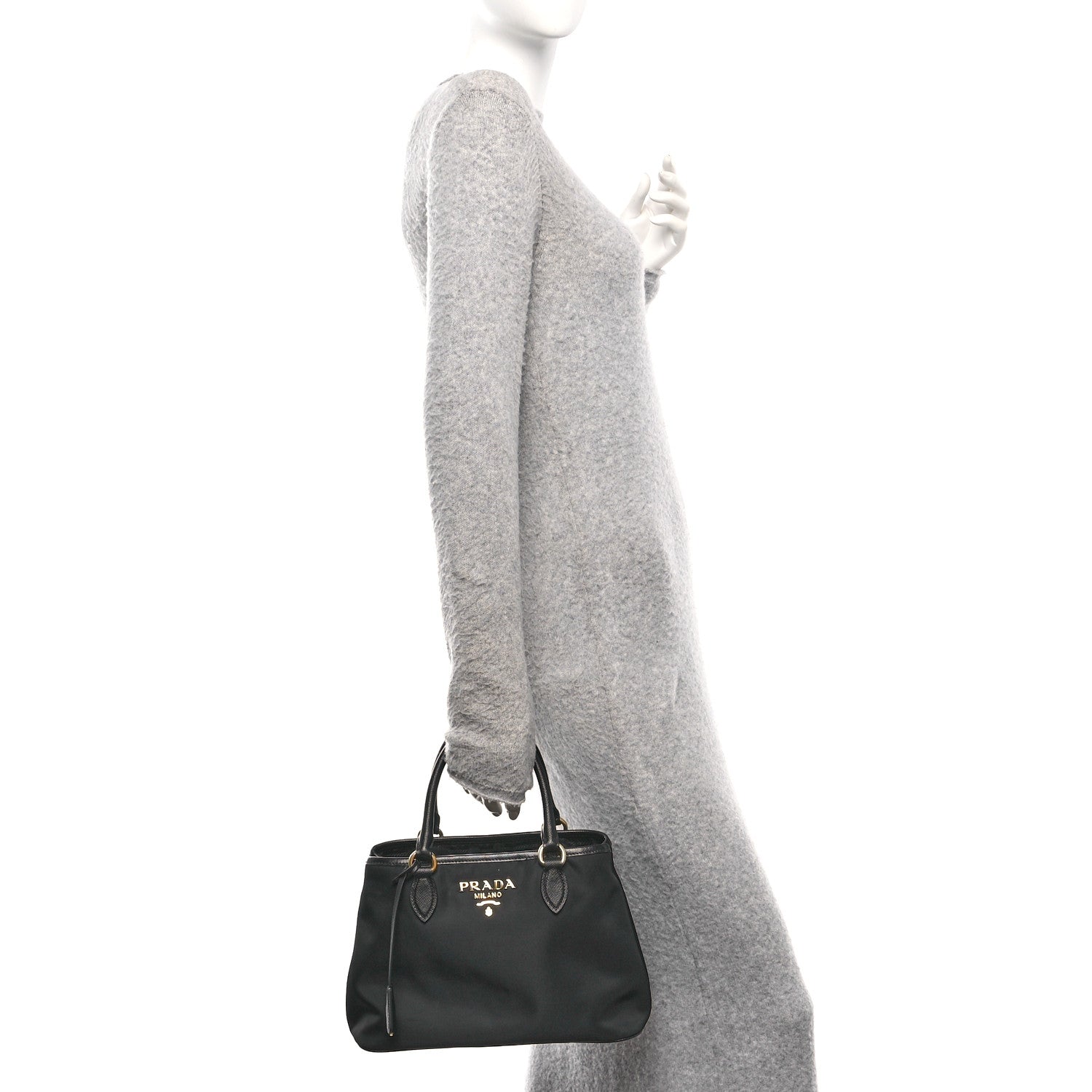 Prada Tessuto Nylon Soft Calf Small Tote Black 2 of 10
