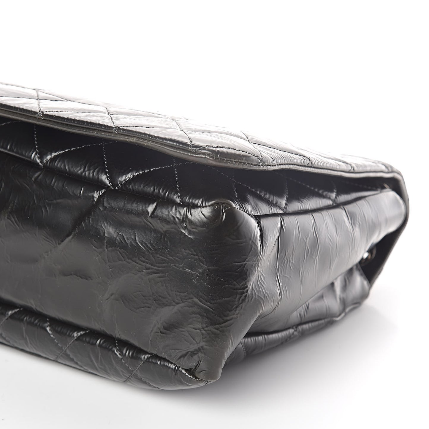 Glazed Calfskin Quilted CC Messenger Bag Black