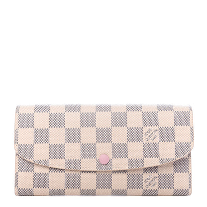 Louis Vuitton Damier Azur Emilie Wallet Rose Ballerine 1 of 7