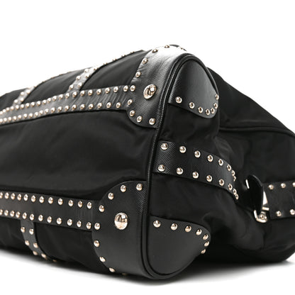 Prada Nylon Saffiano Studded Large Trunk Bag  Black 9 of 9