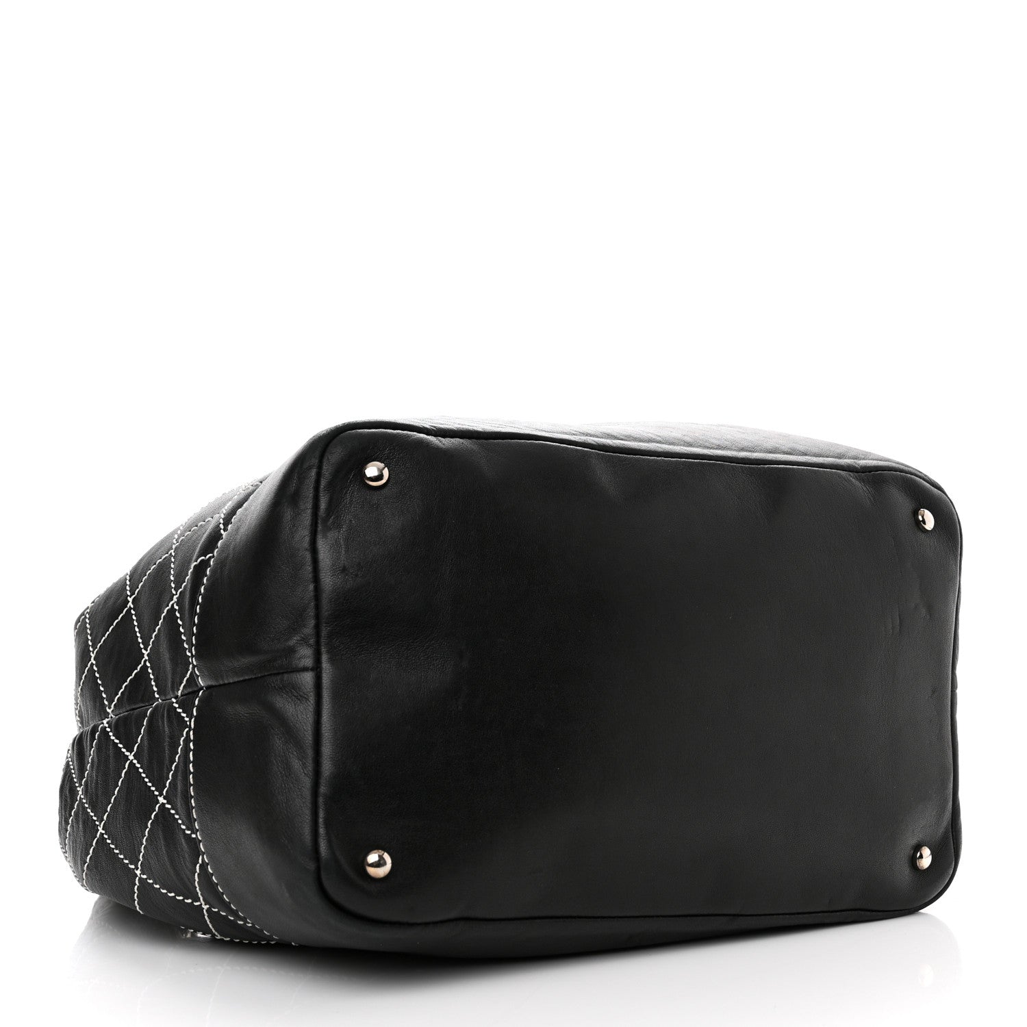 Chanel Calfskin Contrast Stitch Surpique Bucket Bag Black 4 of 10