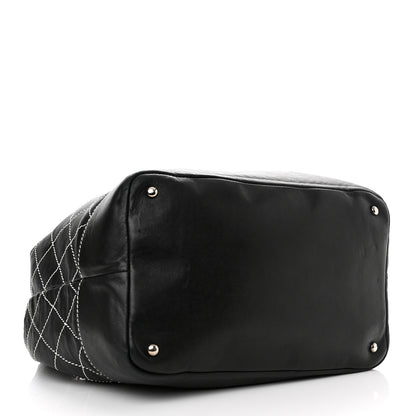 Chanel Calfskin Contrast Stitch Surpique Bucket Bag Black 4 of 10