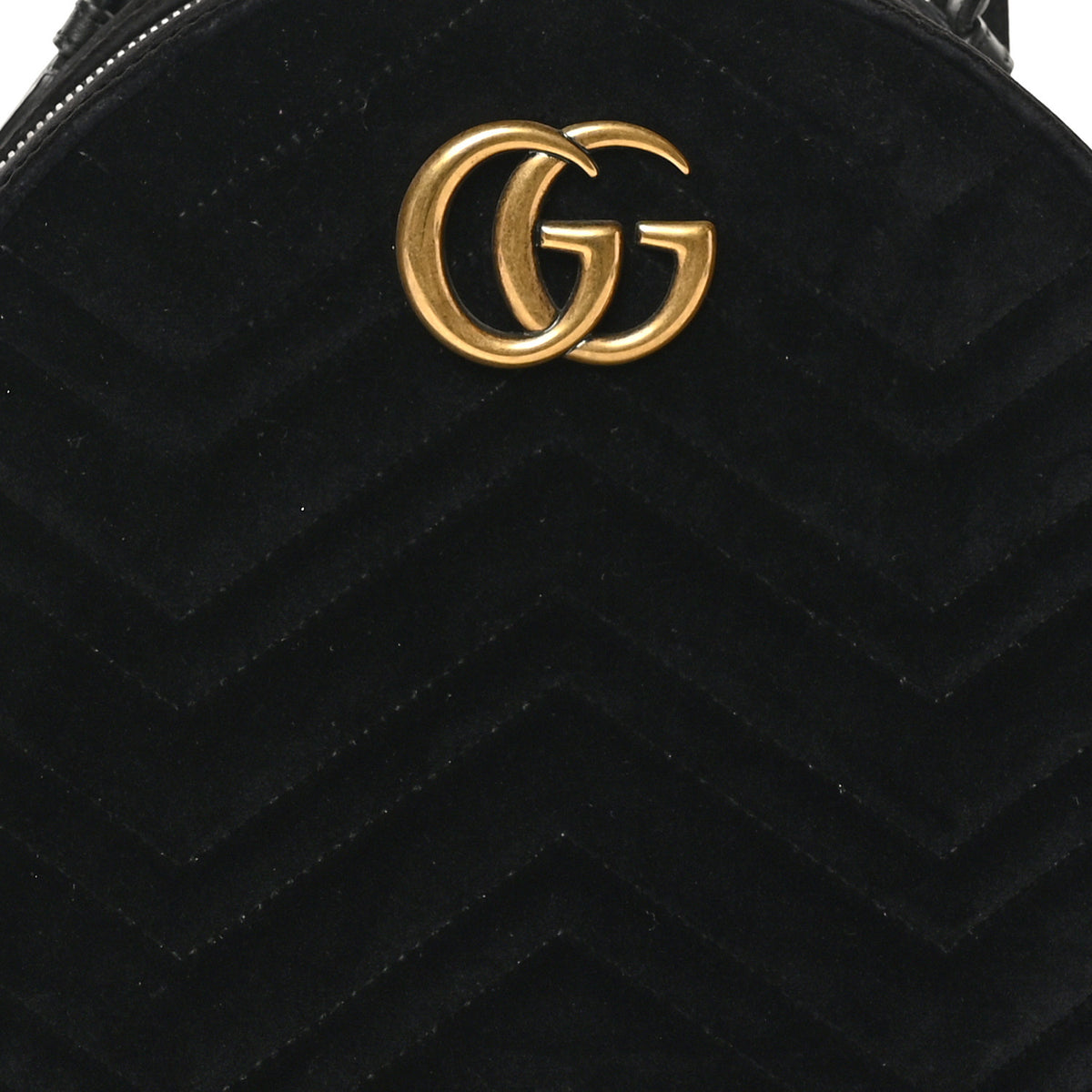 Gucci Velvet Matelasse GG Marmont Dome Backpack Black 