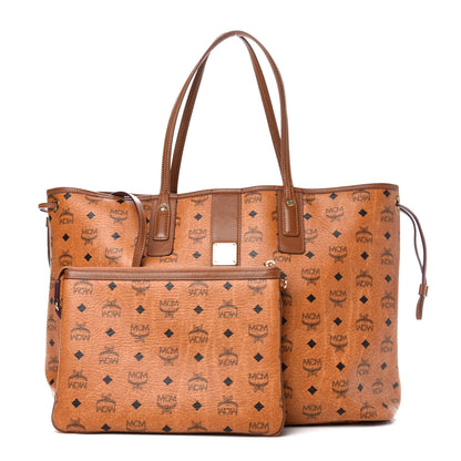 MCM Visetos Large Liz Reversible Shopper Tote Cognac 1 of 19