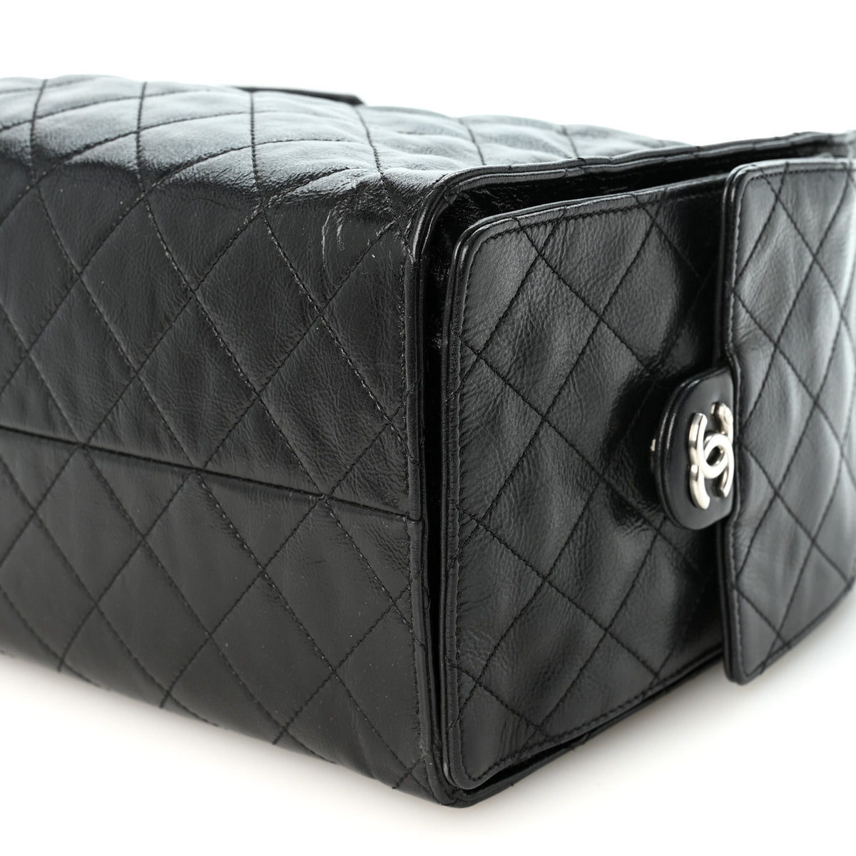 Chanel Shiny Crumpled Calfskin Quilted Medium Chanel 25 Handbag Black 11 of 11