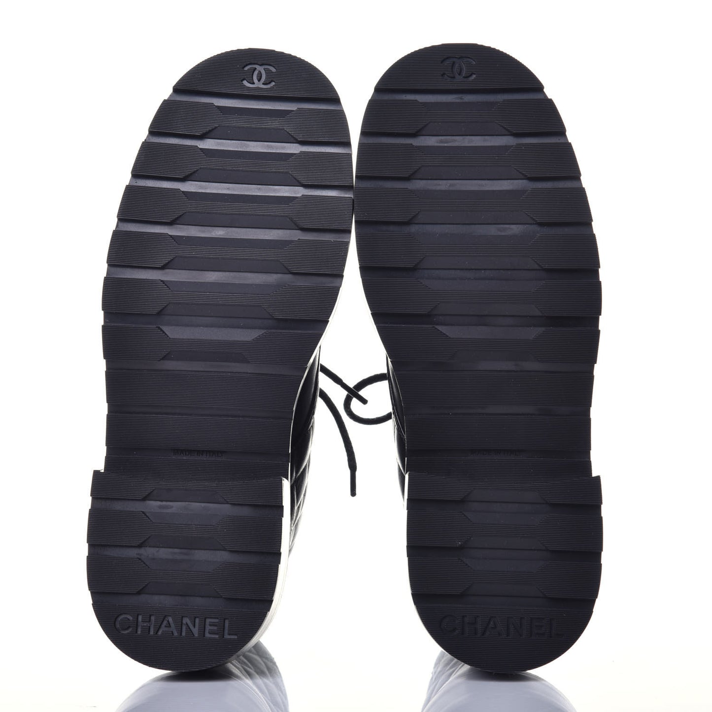 Shiny Lambskin Quilted Lace Up Combat Boots 36 Black