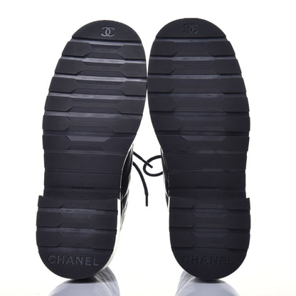 Chanel Shiny Lambskin Quilted Lace Up Combat Boots 36 Black 5 of 9