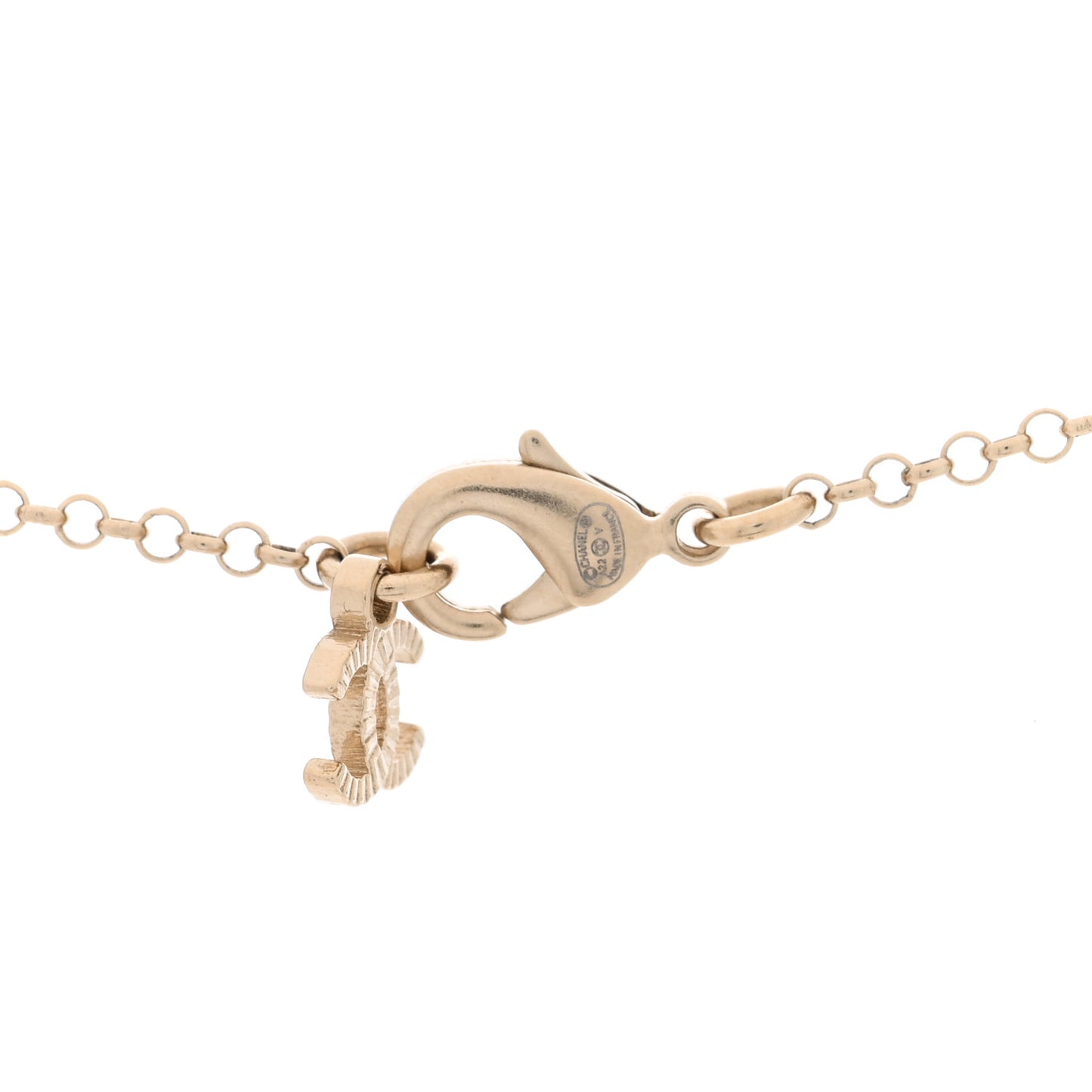 Resin Crystal CC Heart Necklace Pearly White Gold