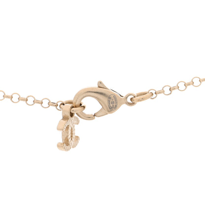 Chanel Resin Crystal CC Heart Necklace Pearly White Gold 4 of 5