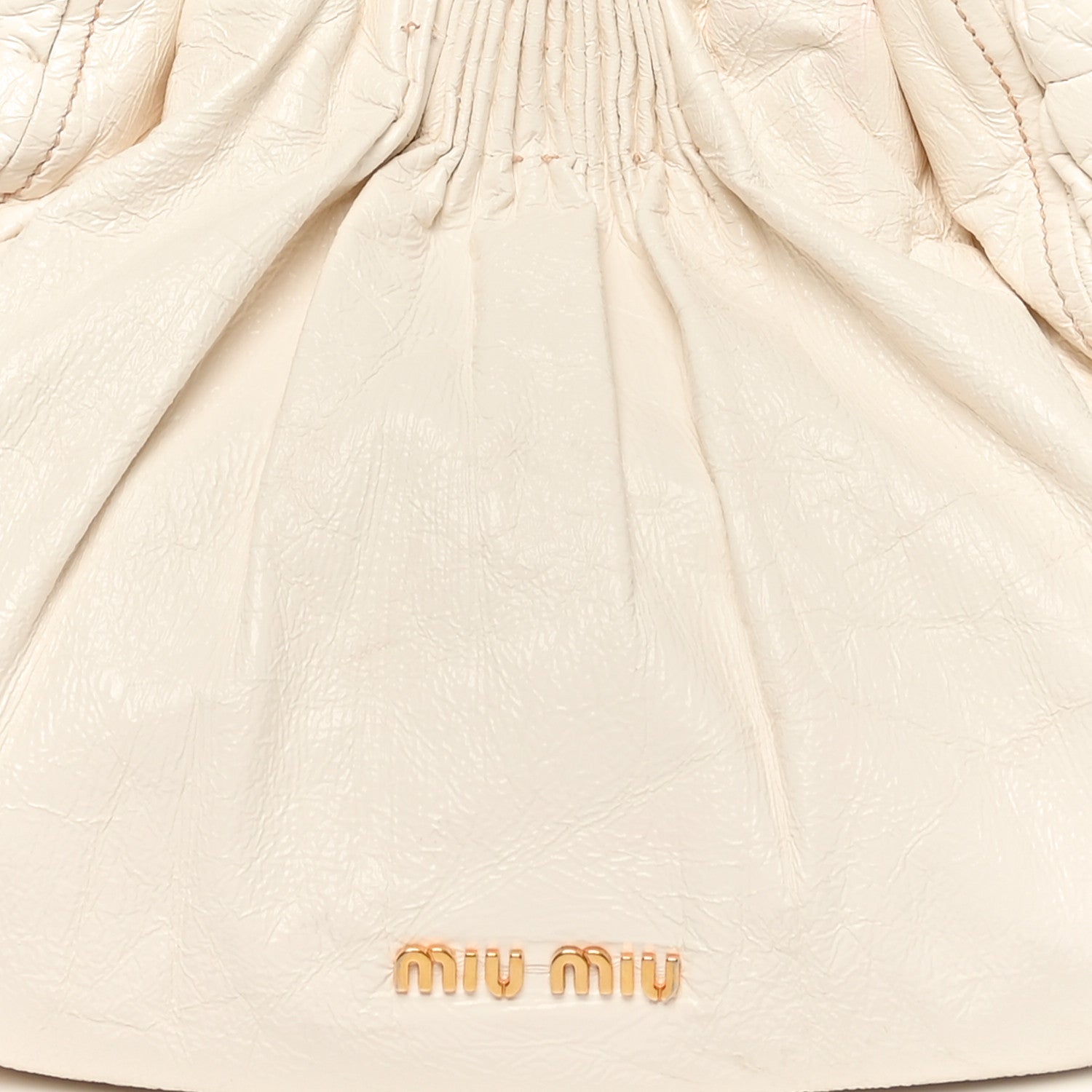 Miu Miu Vitello Lux Gathered Shoulder Bag Talco 7 of 9