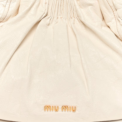 Miu Miu Vitello Lux Gathered Shoulder Bag Talco 7 of 9