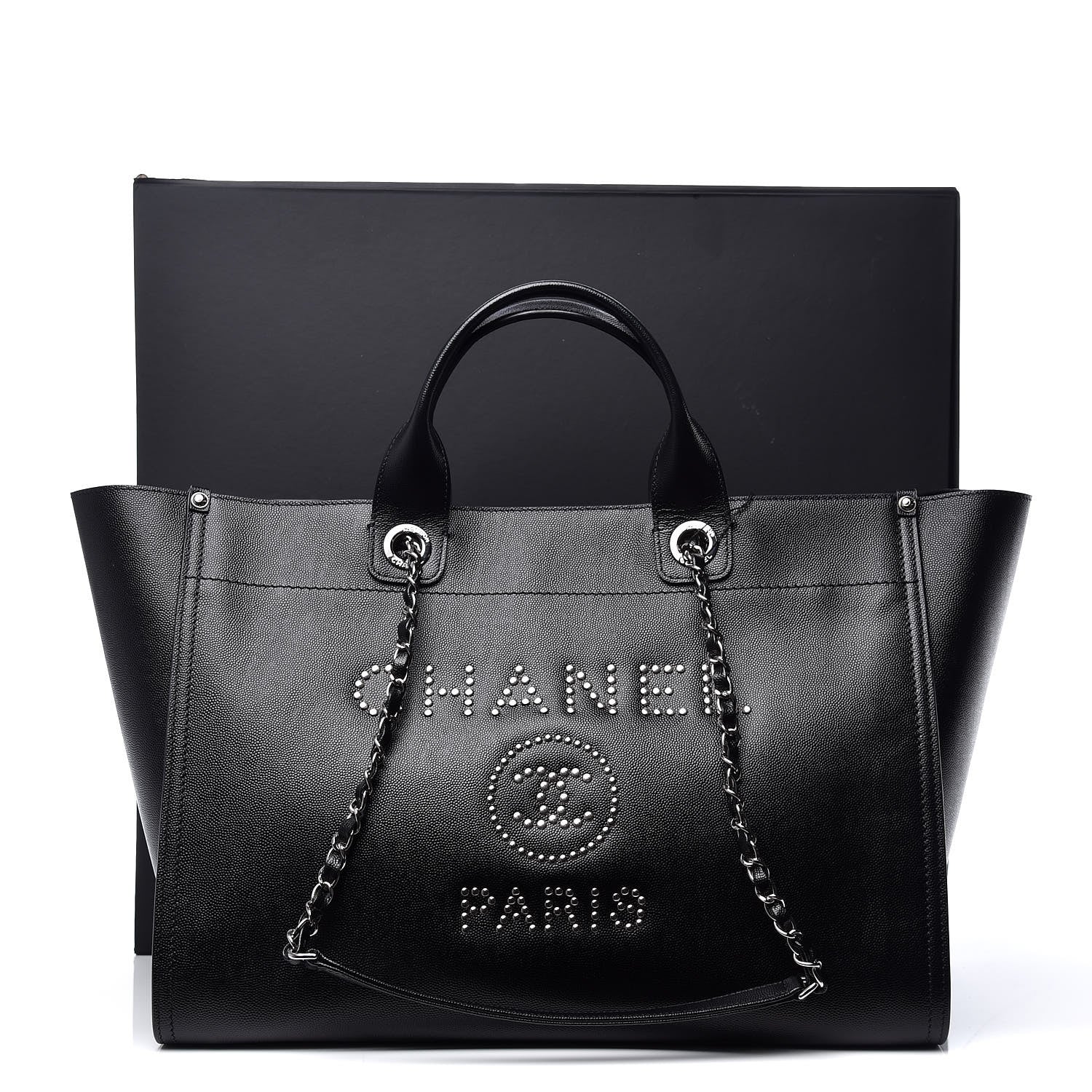 Chanel Caviar Large Studded Deauville Tote Black 10 of 10