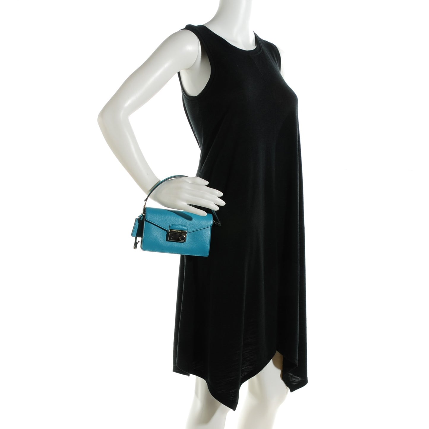 Saffiano Lux Mini Sound Crossbody Bag Turchese