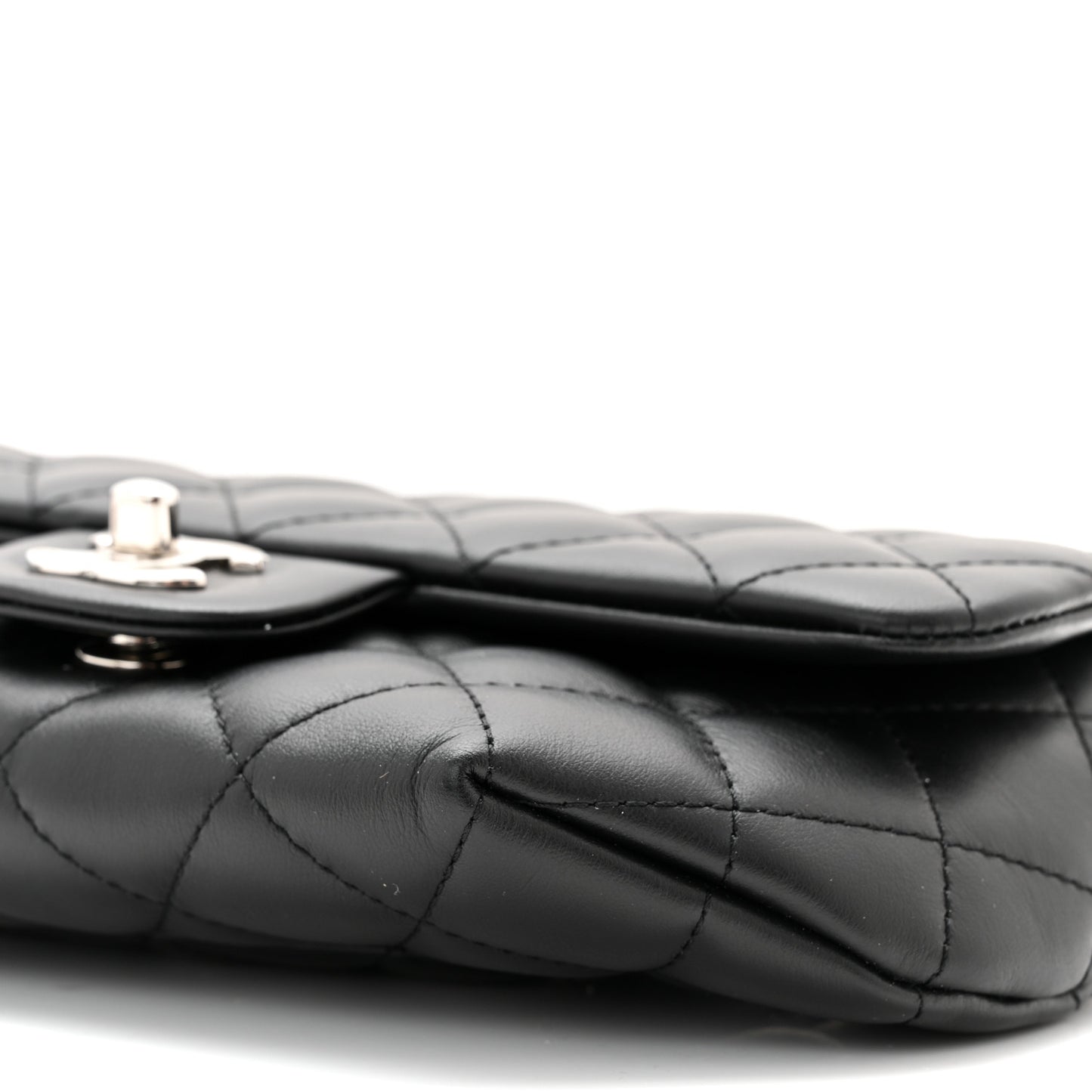 Calfskin Quilted CC Uniform Flap Belt Bag Black